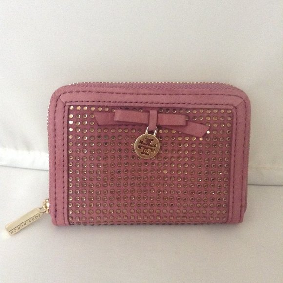 TORY BURCH Crystal Zip Coin/Case Case Cameo Pink - Picture 1 of 3